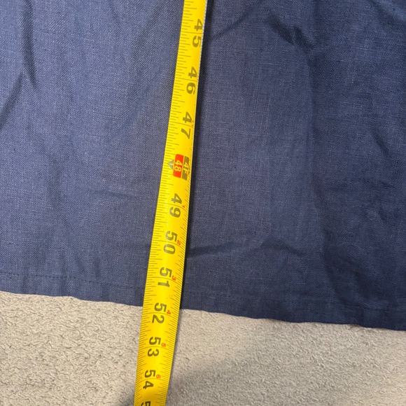 STS Sail to Sable Linen Maxi Dress M Navy Blue Pink Collar Coastal Prep - Picture 5 of 13